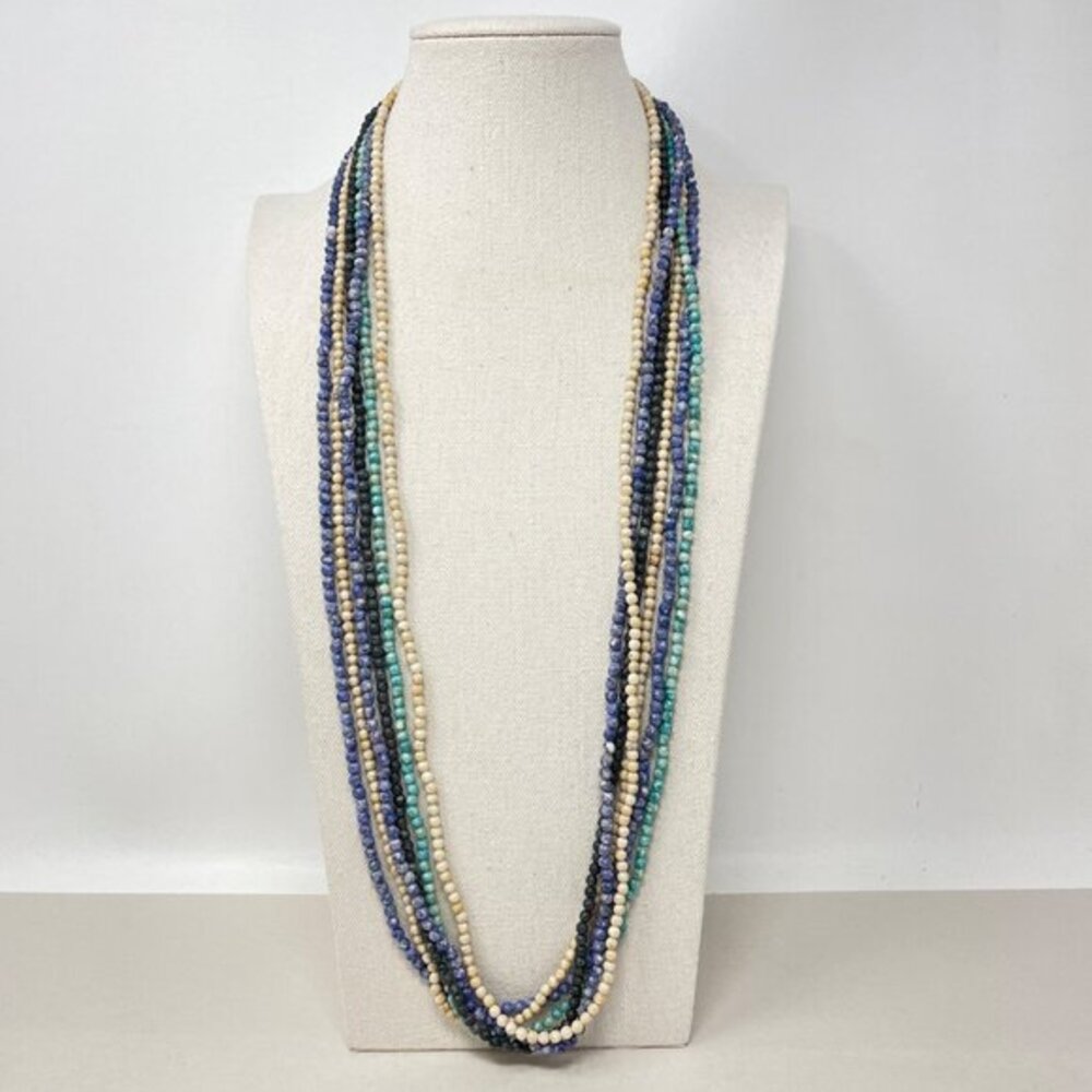 Stone Beads 6 Continuous Strands Necklaces  Blue Coastal Craft or Ready‎ to Wear